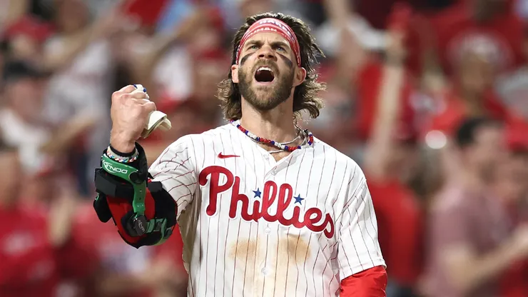 Bryce Harper of the Phillies in Game One of the 2023 Wild Card Series.