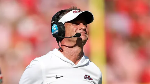 Lane Kiffin at Vaught-Hemingway Stadium on September 27, 2025 in Oxford, Mississippi.