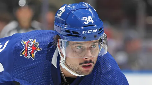 Auston Matthews at Scotiabank Arena on October 14, 2023.