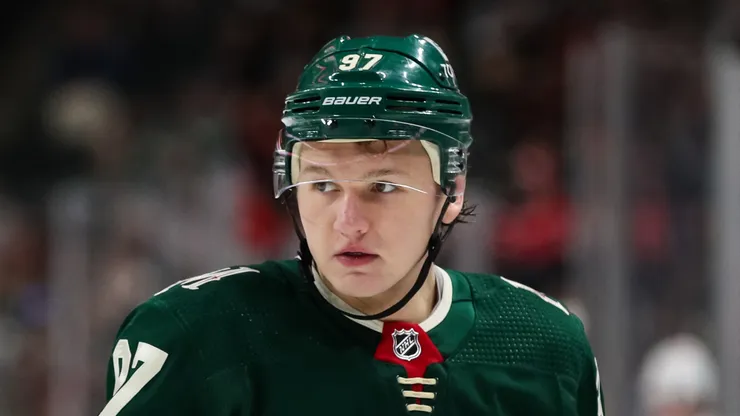Kirill Kaprizov at Xcel Energy Center on February 14, 2022 in St Paul, Minnesota.