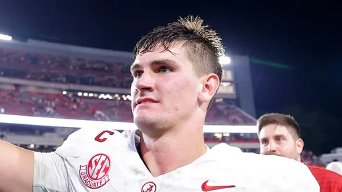 Ty Simpson at Sanford Stadium on September 27, 2025 in Athens, Georgia.