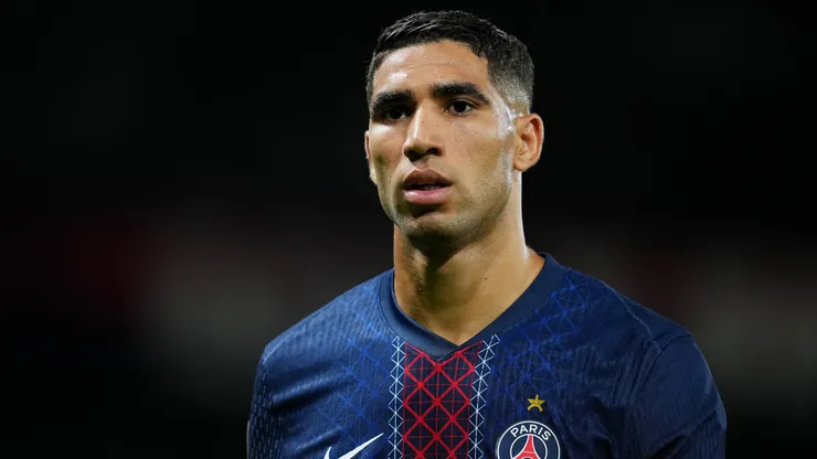 Achraf Hakimi of Paris Saint-Germain during a Champions League game.