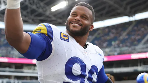 Aaron Donald #99 of the Los Angeles Rams in 2023.