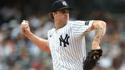 Cam Schlittler #31 of the New York Yankees pitches.