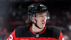 Luke Hughes at Prudential Center in Newark, New Jersey.