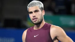 Carlos Alcaraz reacts during the Tokyo Open.