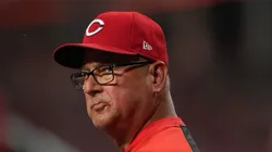 Terry Francona looks on from the dugout during the game vs the Marlins on July 08, 2025 in Cincinnati.