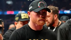 Canelo Alvarez exits the ring after losing to Terence Crawford.