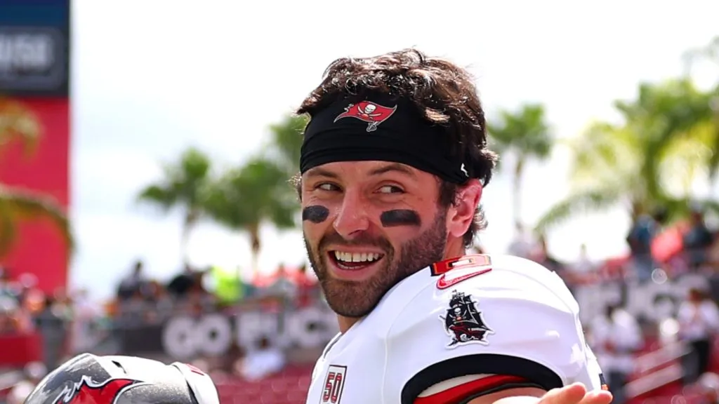 Baker Mayfield during warmups