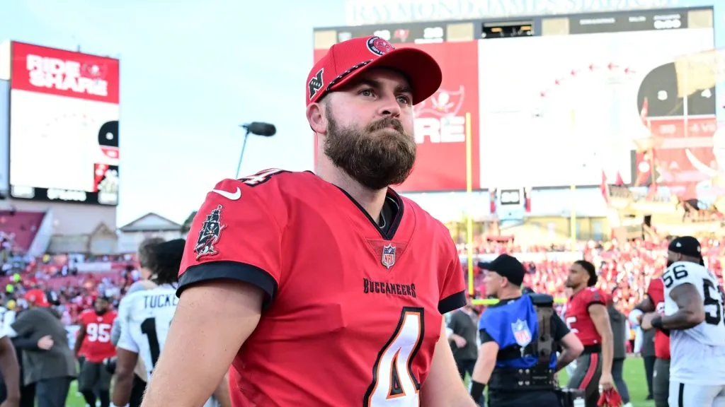 Chase McLaughlin walking off the field at Raymond James Stadium