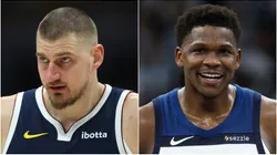 Nikola Jokic of the Denver Nuggets and Anthony Edwards of the Minnesota Timberwolves.
