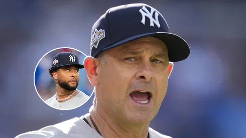 Aaron Boone is introduced ahead of game one of the ALDS vs the Blue Jays on October 04, 2025 in Toronto, Ontario.