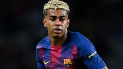 Lamine Yamal of FC Barcelona looks on during the UEFA Champions League.