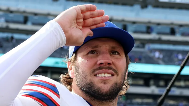Josh Allen looks at the stands after a game.