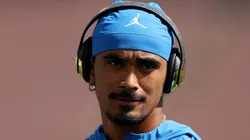 Nico Iamaleava at Rose Bowl Stadium on October 04, 2025 in Pasadena, California.