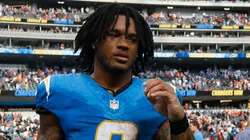 Omarion Hampton after the game vs the Broncos on September 21, 2025 in Inglewood.