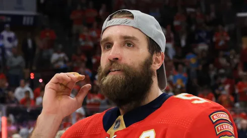 Aaron Ekblad at Amerant Bank Arena on June 01, 2024 in Sunrise, Florida.