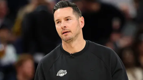 Head coach JJ Redick of the Los Angeles Lakers reacts.