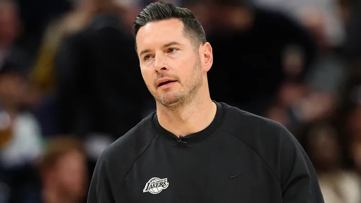 Head coach JJ Redick of the Los Angeles Lakers reacts.