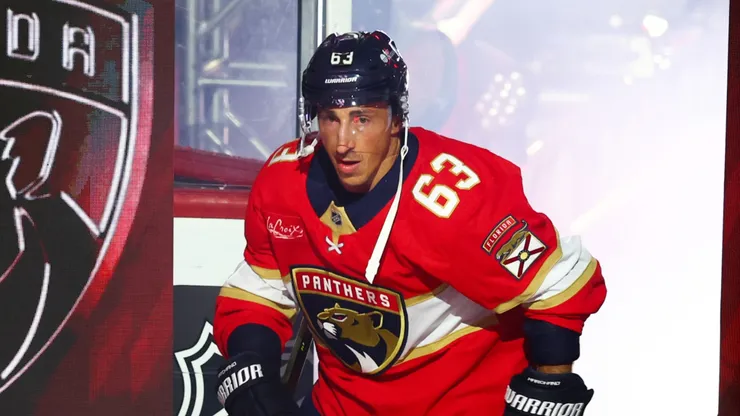 Brad Marchand at Amerant Bank Arena on October 07, 2025 in Sunrise, Florida.