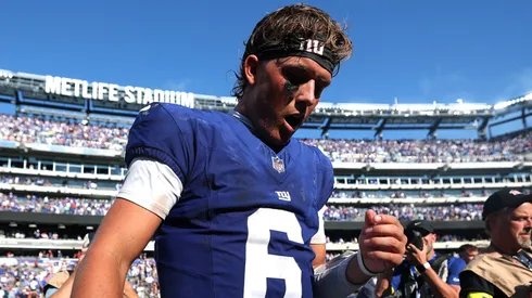 Jaxson Dart #6 of the New York Giants.