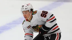 Connor Bedard at Amerant Bank Arena on October 07, 2025 in Sunrise, Florida