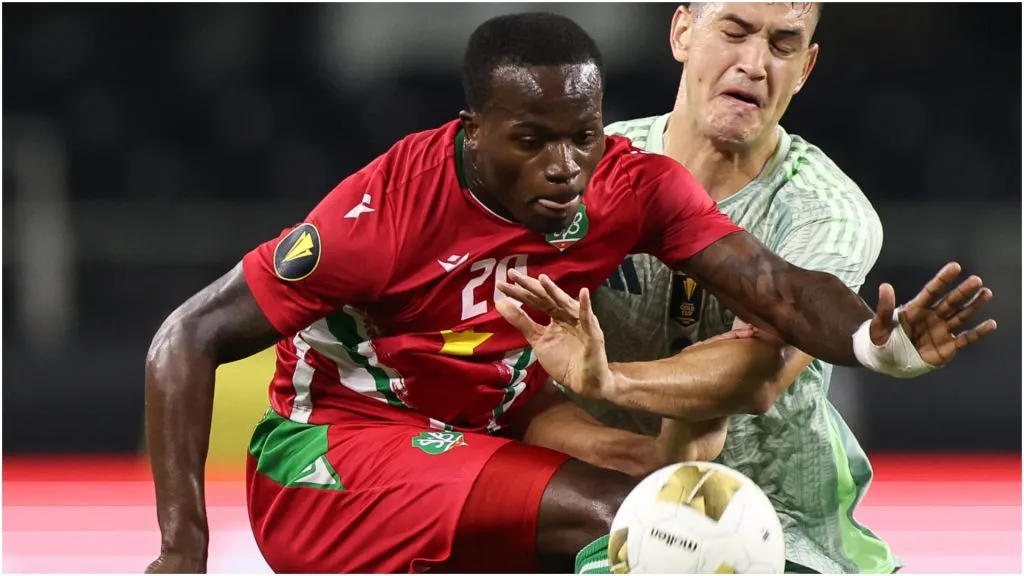 Gleofilo Vlijter of Suriname fights for the ball – Omar Vega/Getty Images