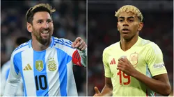 Lionel Messi of Argentina and Lamine Yamal of Spain.