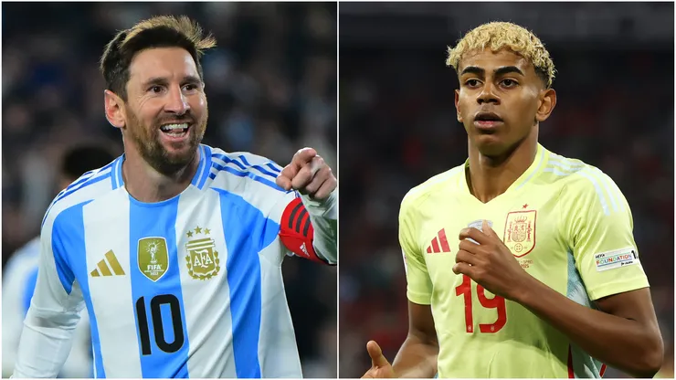 Lionel Messi of Argentina and Lamine Yamal of Spain.