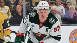 Kirill Kaprizov fires a shot during an NHL game.