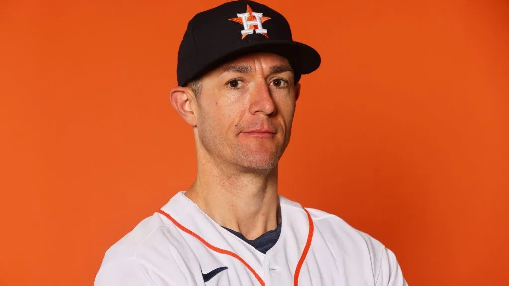 Coach Michael Collins of the Astros poses for photo during Photo Day on March 16, 2022, Florida. ( Michael Reaves/Getty Images)