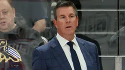 Head coach Mike Sullivan of the New York Rangers handles bench.