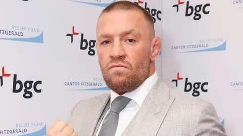 Conor McGregor reacts to questions about Jake Paul vs. Gervonta Davis during a recent interview.