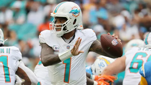 Tua Tagovailoa #1 of the Miami Dolphins.