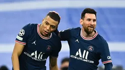Kylian Mbappe and Lionel Messi during a PSG game.