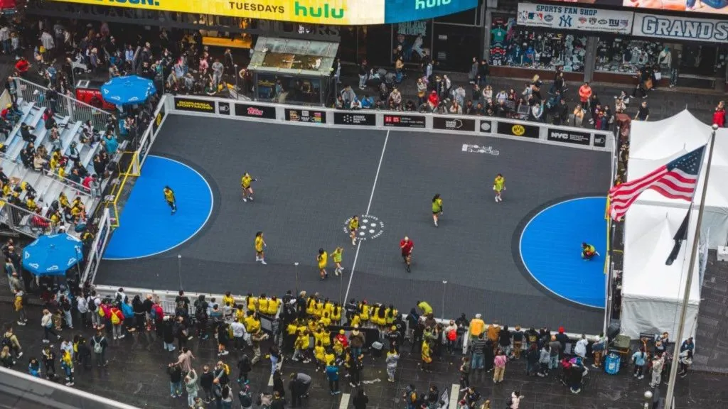 Kids playing at the Times Square Cup in 2025.