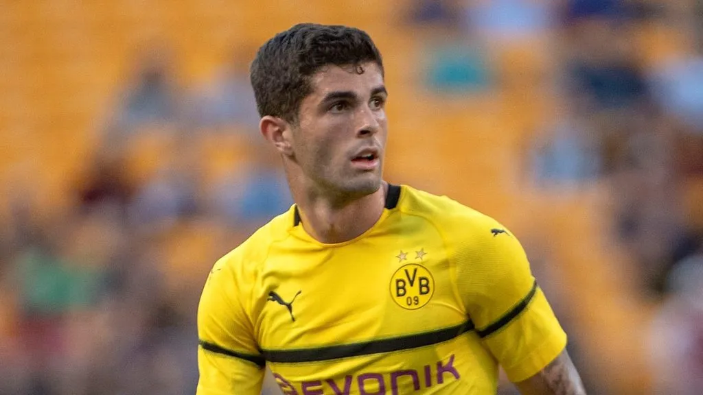 A young Christian Pulisic in action for Borussia Dortmund.