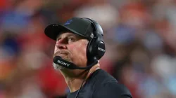 Dan Campbell looks on during the first half in the game vs the Chiefs on October 12, 2025, Missouri.