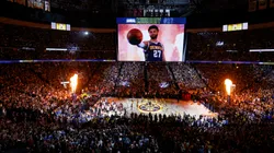 A general view as Jamal Murray #27 of the Denver Nuggets at Ball Arena in 2023.