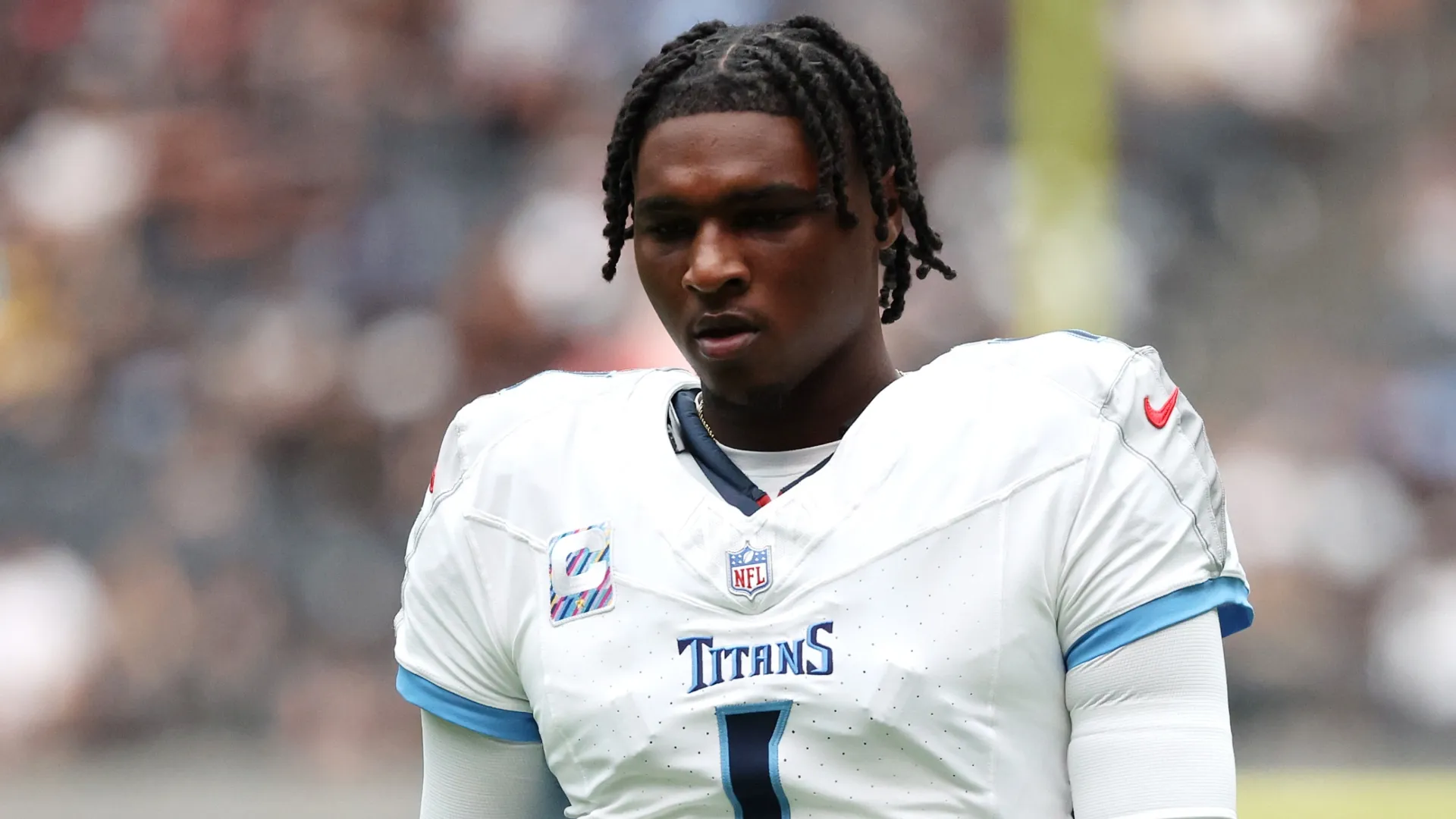 Cam Ward #1 of the Tennessee Titans.