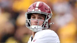 Ty Simpson at Faurot Field at Memorial Stadium on October 11, 2025 in Columbia, Missouri.