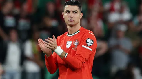 Cristiano Ronaldo of Portugal applauds the fans.