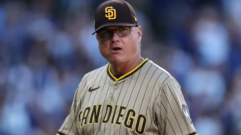 Manager Mike Shildt of the San Diego Padres walks across the field.
