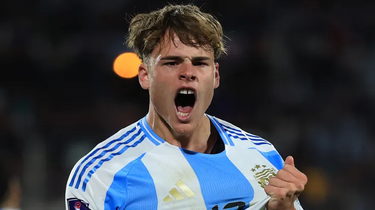 Mateo Silvetti of Argentina celebrates a goal.