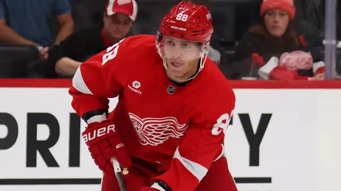 Patrick Kane #88 of the Detroit Red Wings plays during an NHL game.