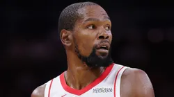 Kevin Durant #7 of the Houston Rockets looks on.