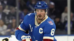 J.T. Miller #8 of the New York Rangers skates in an NHL game.