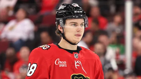 Connor Bedard #98 of the Chicago Blackhawks.