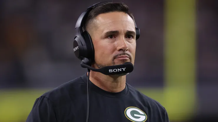 Head coach Matt LaFleur of the Green Bay Packers looks on.