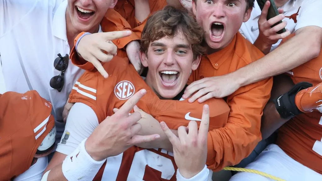 Arch Manning celebrating with the fans